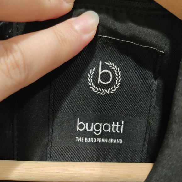 Bugatti Men's Black Trench Coat 38R Polyester Lined Quilted Interior Made in Bos - Picture 3 of 15